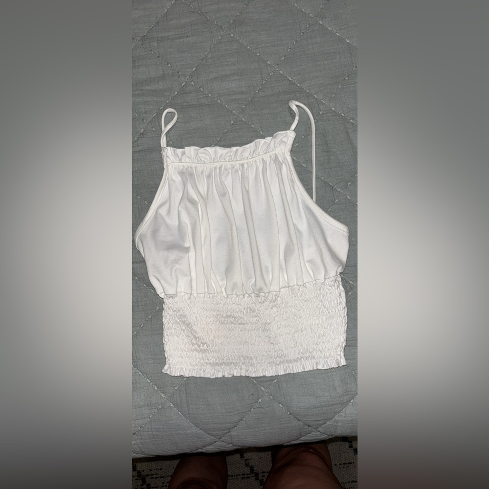 white cropped tank